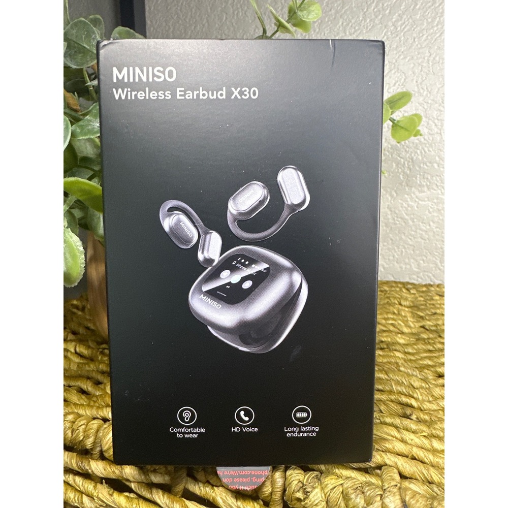 MINISO Wireless Earbud X30 Black Bluetooth V5.4 Open Ear Headphones‎ New
